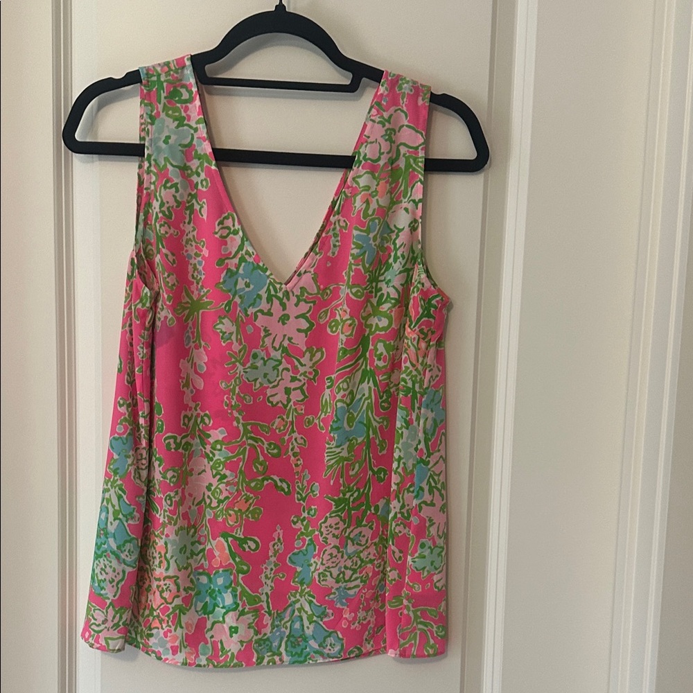 Lilly Pulitzer Pink and Green Floral Tank Top